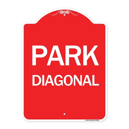 Signmission Designer Series Sign-Diagonal Parking 1, Red & White Aluminum Sign, 18" x 24", RW-1824-24192 A-DES-RW-1824-24192